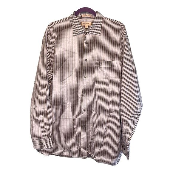 John W Nordstrom Dress Shirt Blue Gray White Textured Stripe Cotton Button Down - Picture 1 of 5